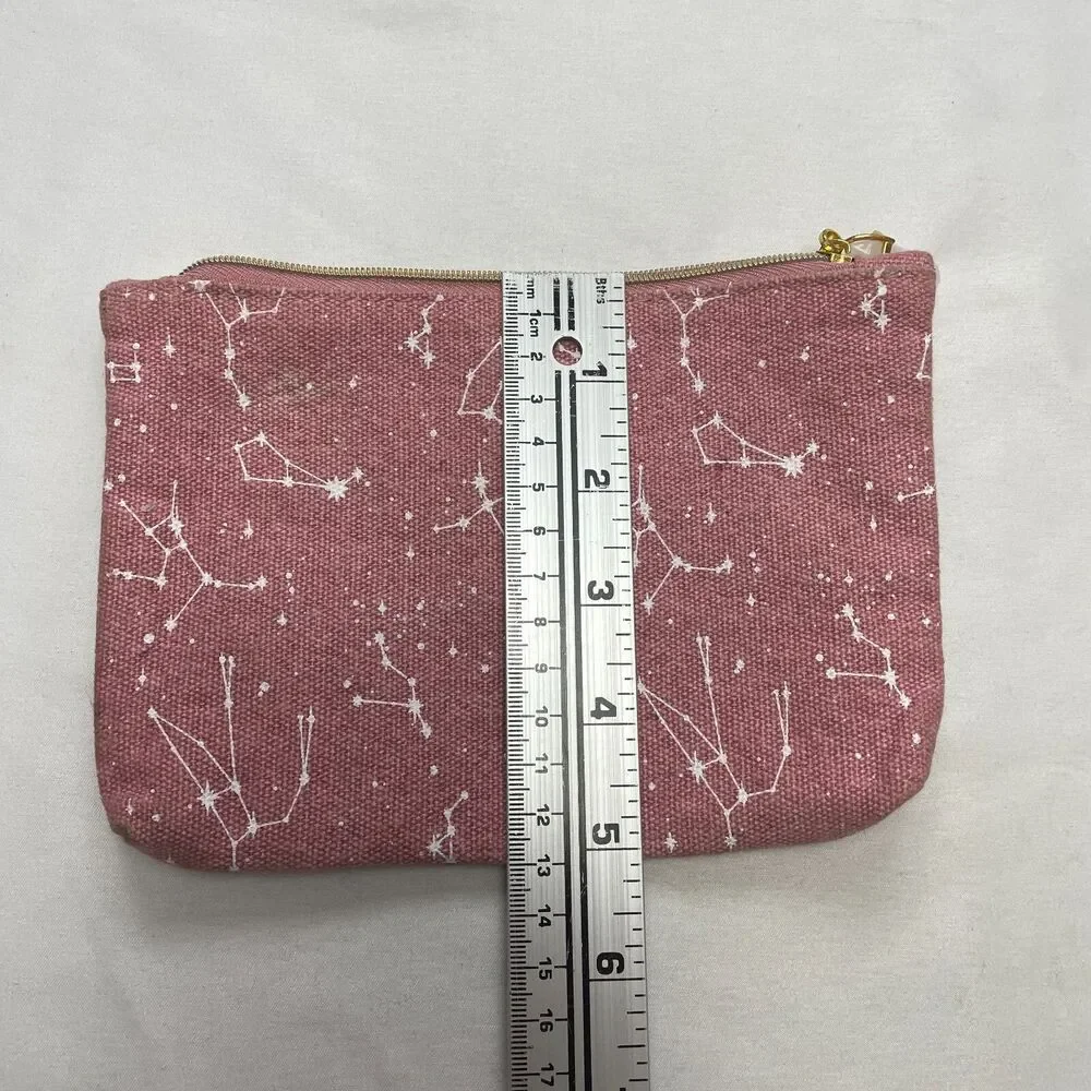 Ipsy Makeup Bag Pink Star Consellations Zipper Pouch Coin Wallet Purse Accessory
